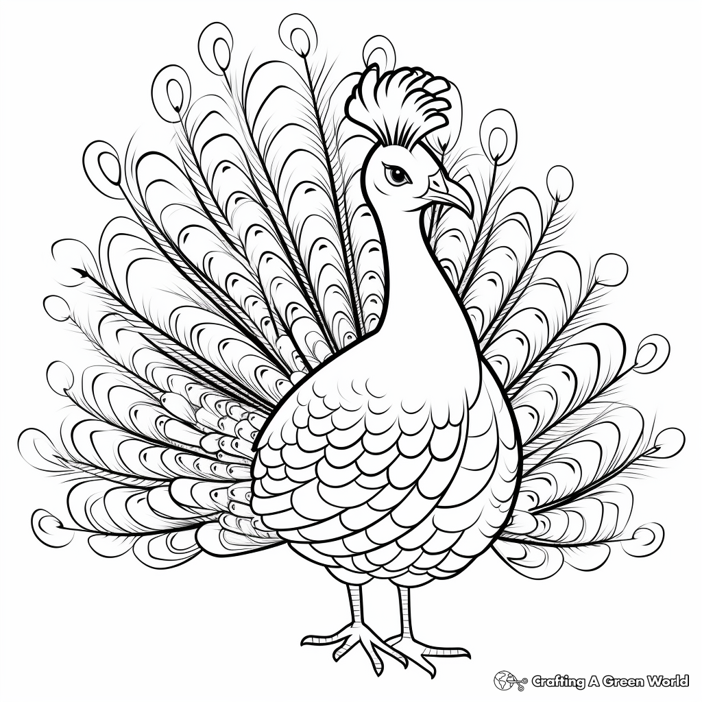 Beautiful Peacock and Peahen Coloring Pages 3