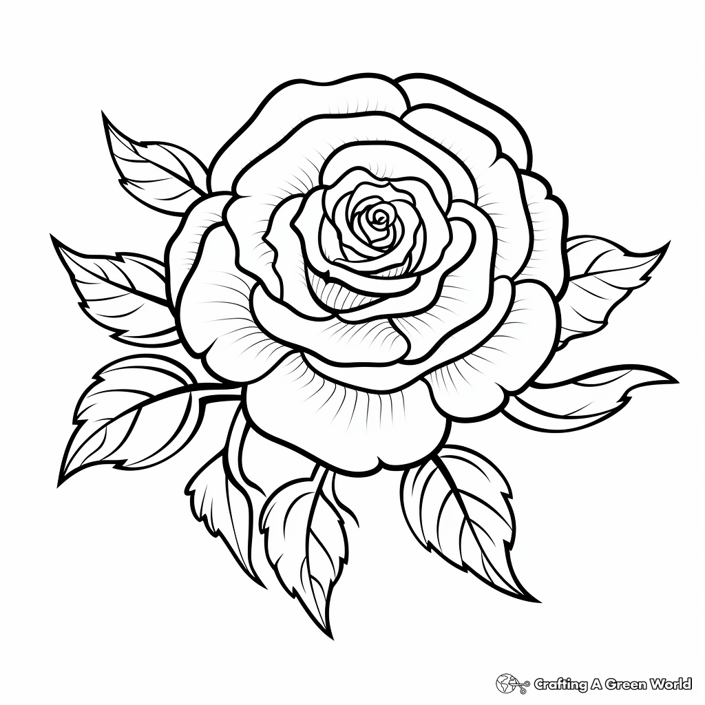 Beautiful Rose Flower Coloring Pages 1