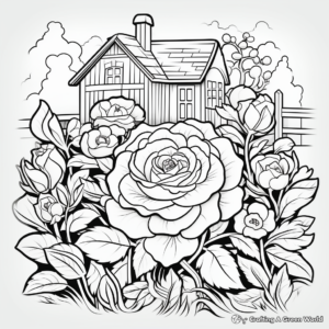 Beautiful Rose Garden Coloring Pages for Adults 1