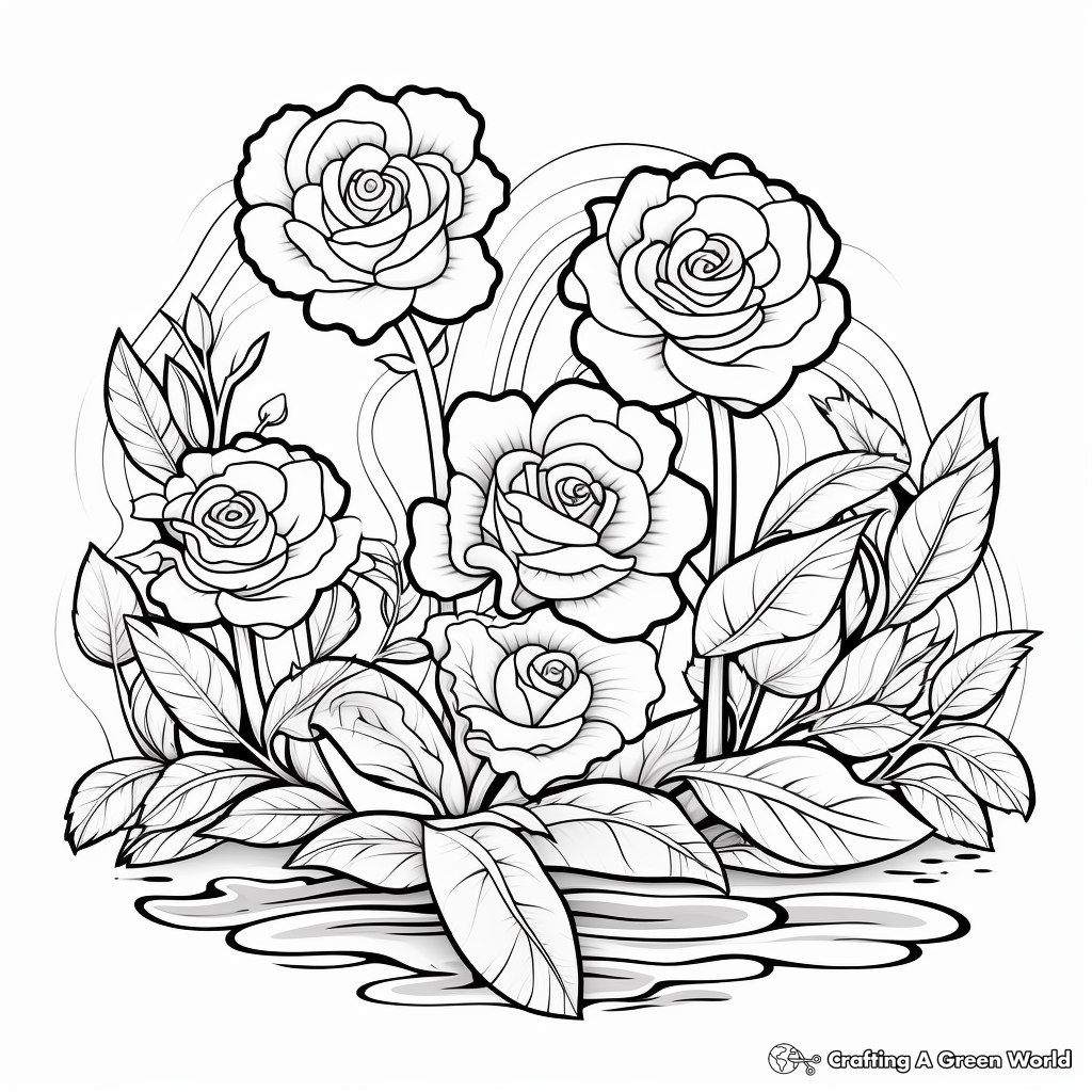 Beautiful Rose Garden Coloring Pages for Adults 2