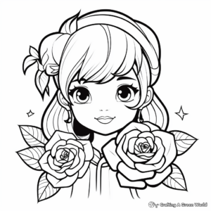 Beautiful Rose Love Coloring Pages 1