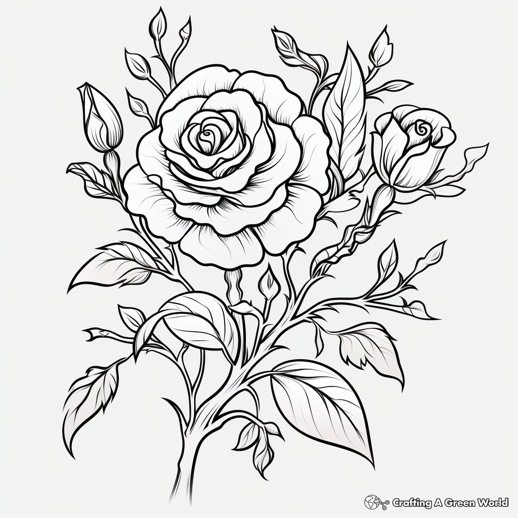 Beautiful Rose Vine Coloring Pages 3