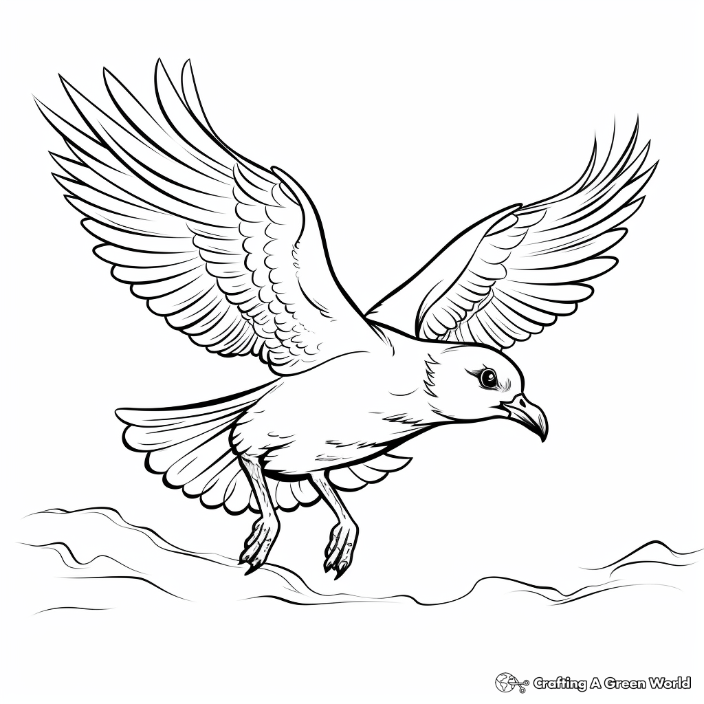 Beautiful Seagull In Flight Coloring Pages 4