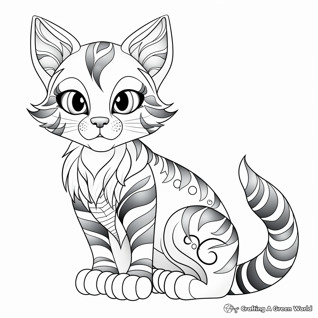 Beautiful Striped Tabby Cat Coloring Pages 2