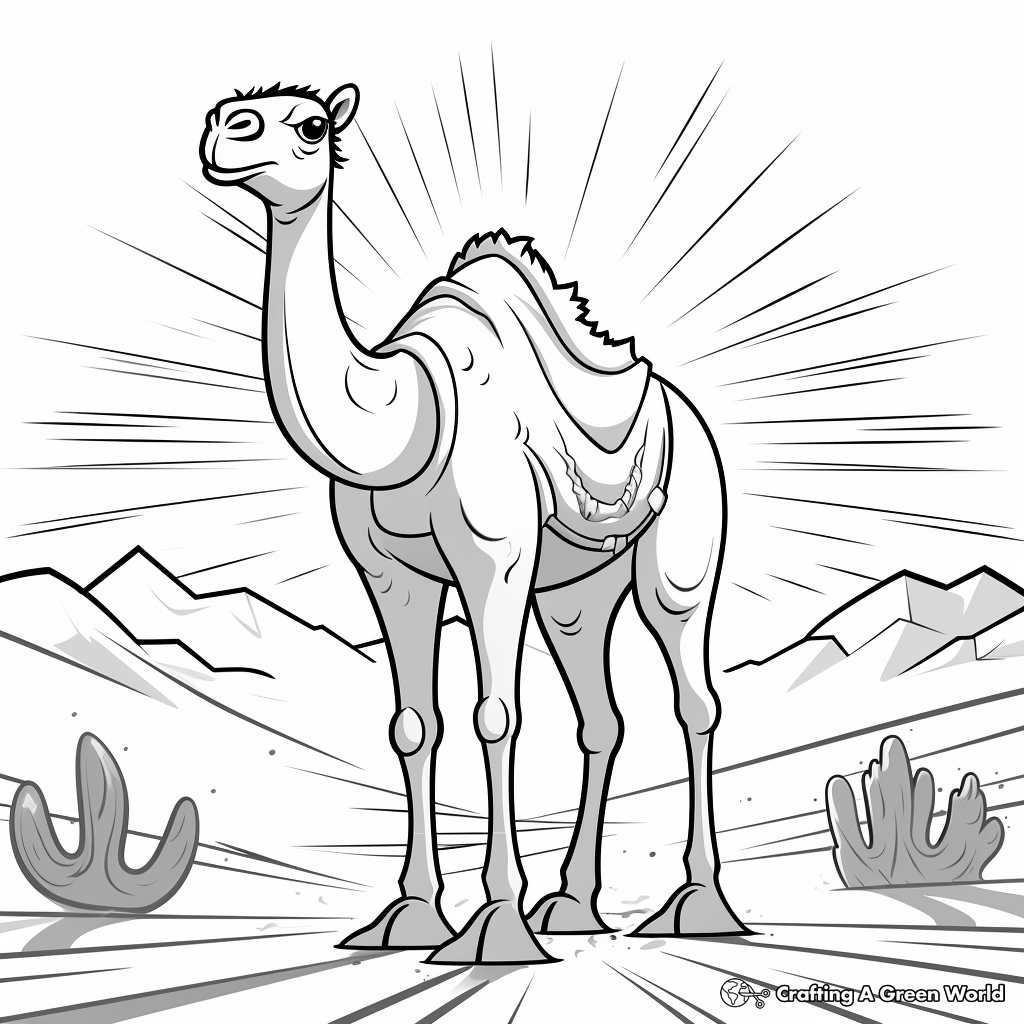 Beautiful Sunrise/Sunset Camel in Desert Coloring Pages 4