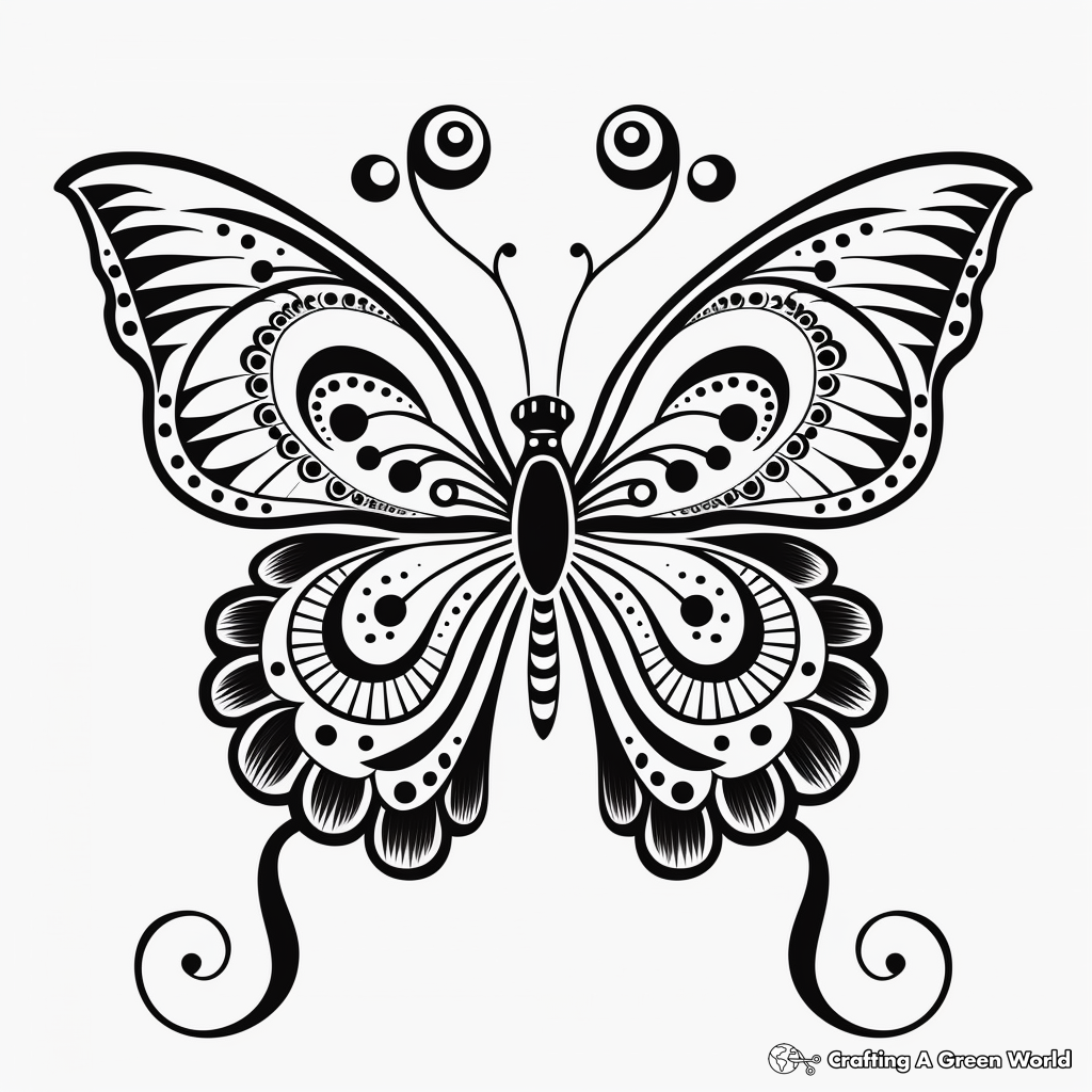 Beautiful Swallowtail Butterfly Mandala Coloring Pages 4