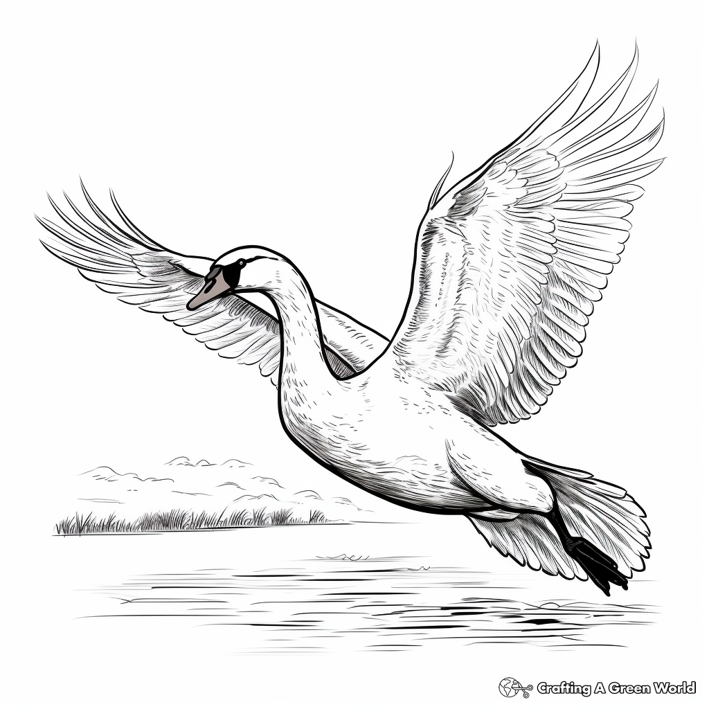 Beautiful Swan in Flight Coloring Pages for Artists 1
