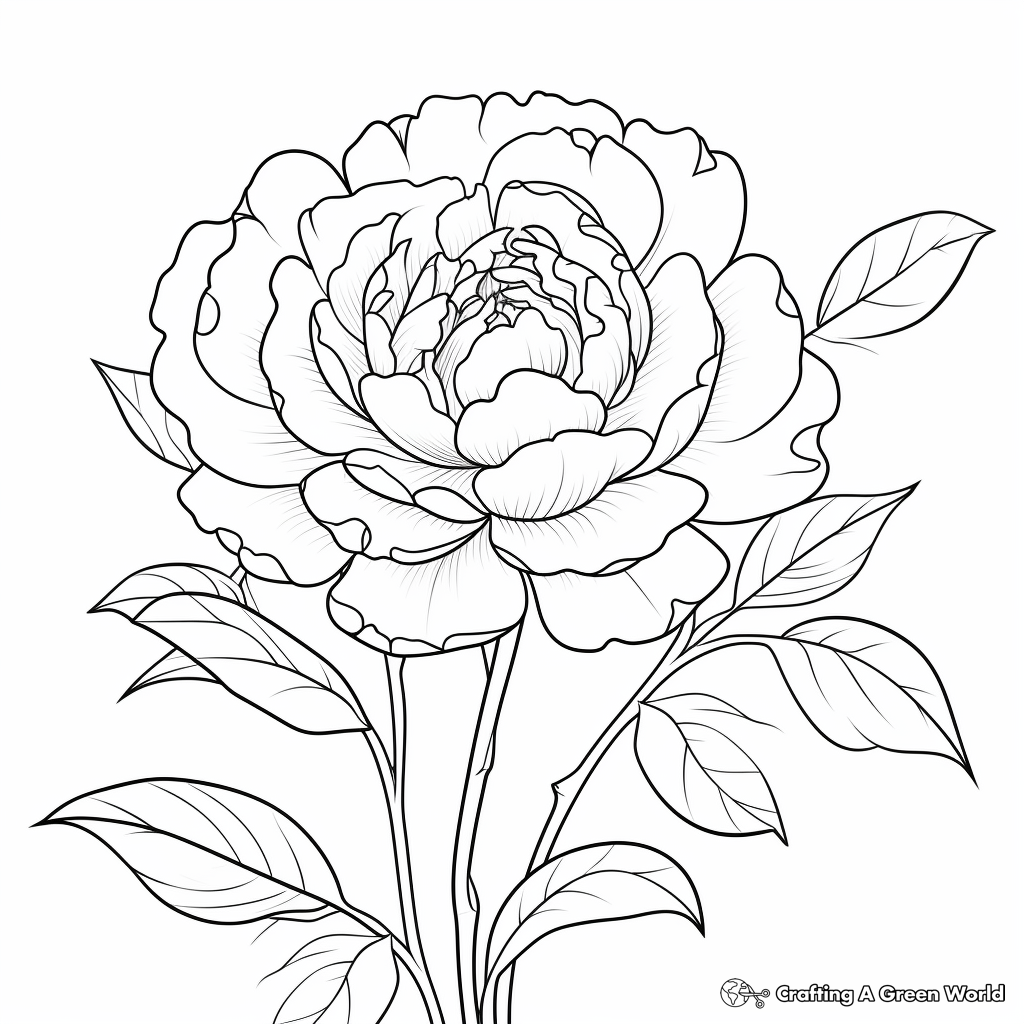 Beautiful Traditional Peony Coloring Pages 1
