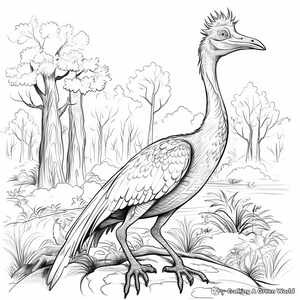 Beautiful Troodon in its Natural Habitat Coloring Pages 2
