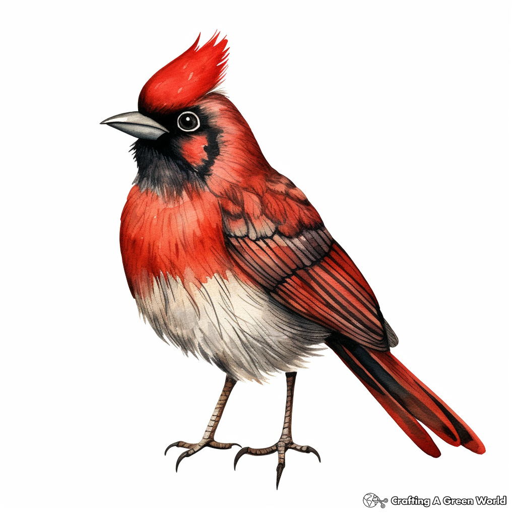 Beautiful Watercolor Cardinal Coloring Pages for Artists 1