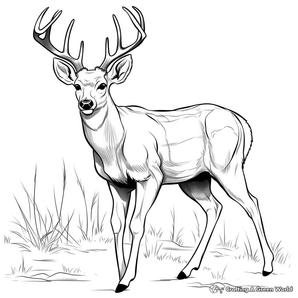 Beautiful White-tailed Deer Coloring Pages 1