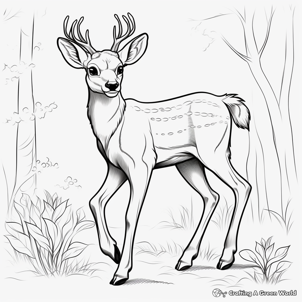 Beautiful White Tailed Deer in Autumn Coloring Page 3