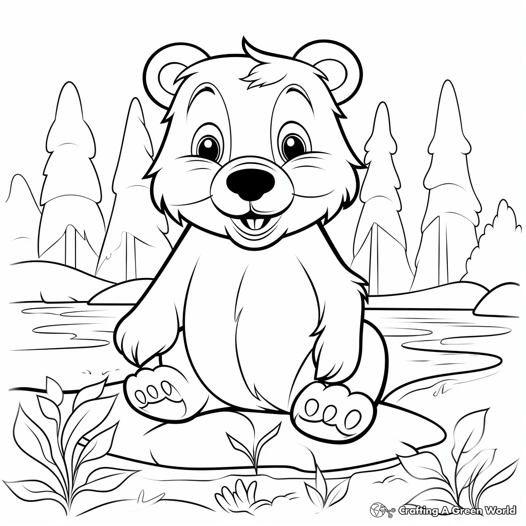 Beaver in the Forest Coloring Pages 1