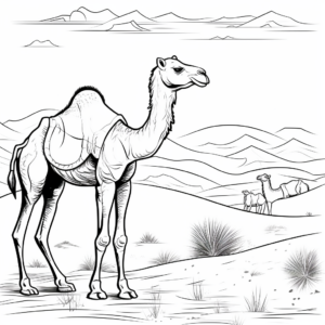 Bedouin and Camel in Sand Dunes Coloring Page 3