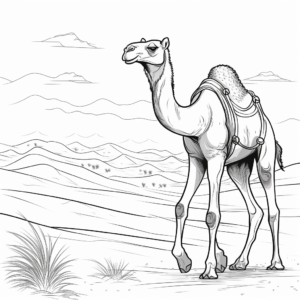 Bedouin and Camel in Sand Dunes Coloring Page 4