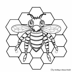 Bee and Honeycomb Coloring Pages for Kids 1