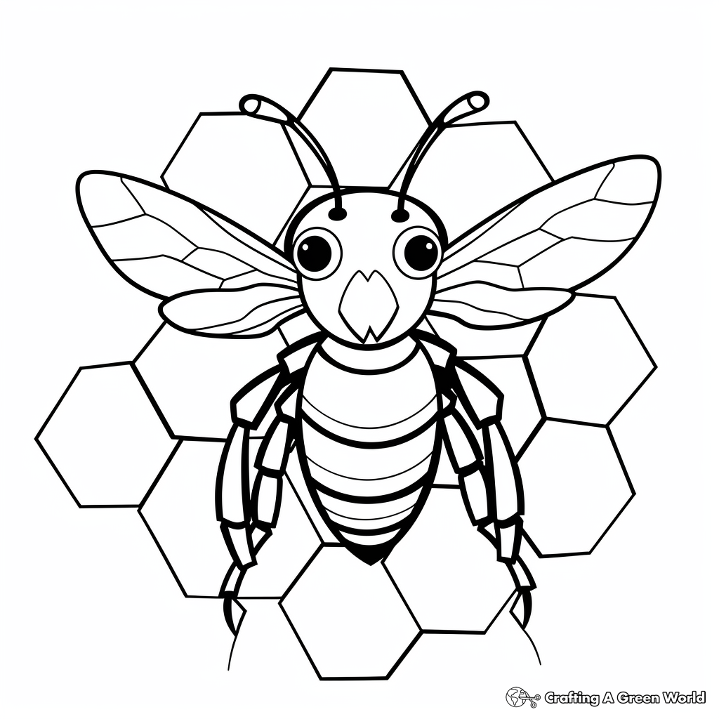 Bee and Honeycomb Coloring Pages for Kids 3