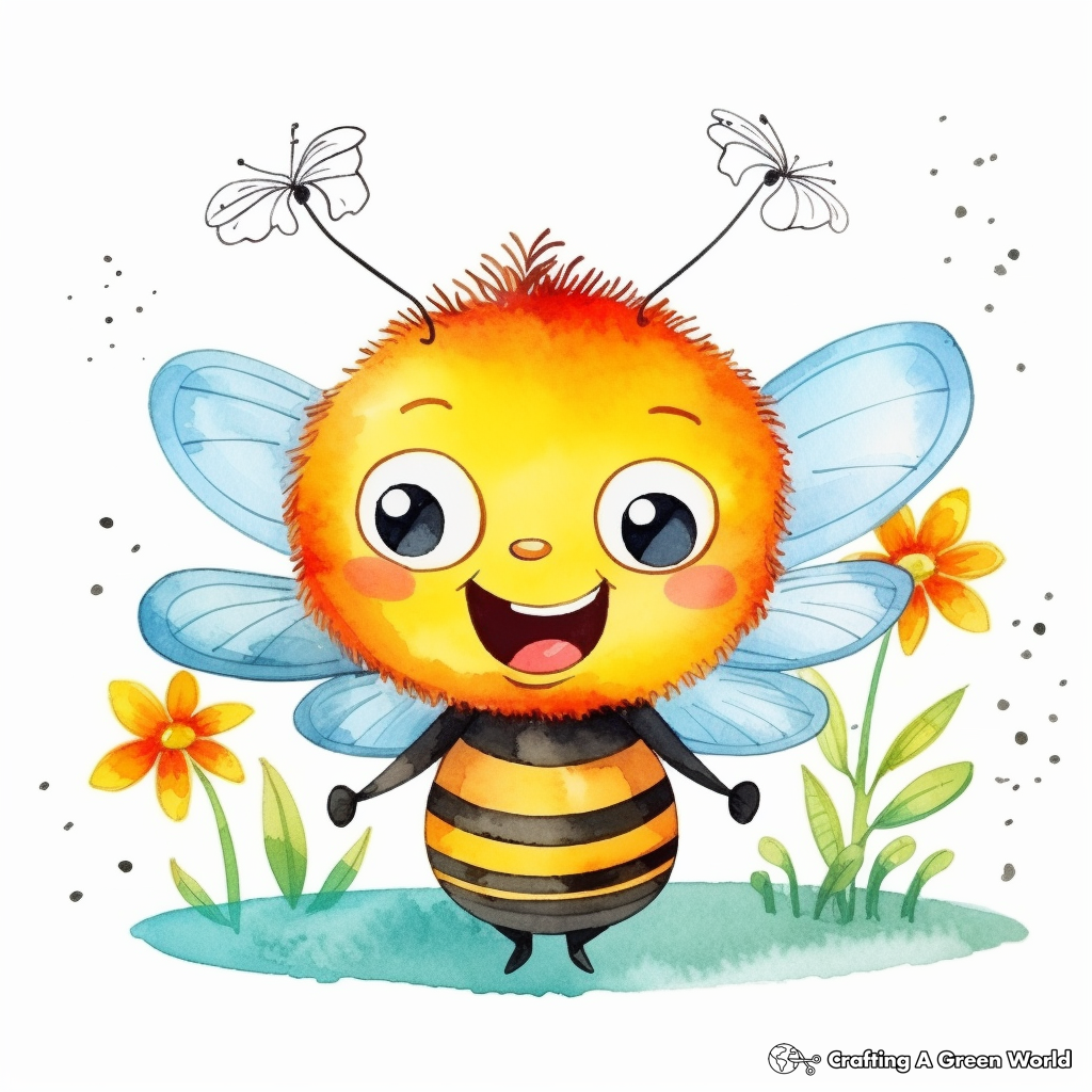 Bee on Dandelion: Fun Coloring Pages 2