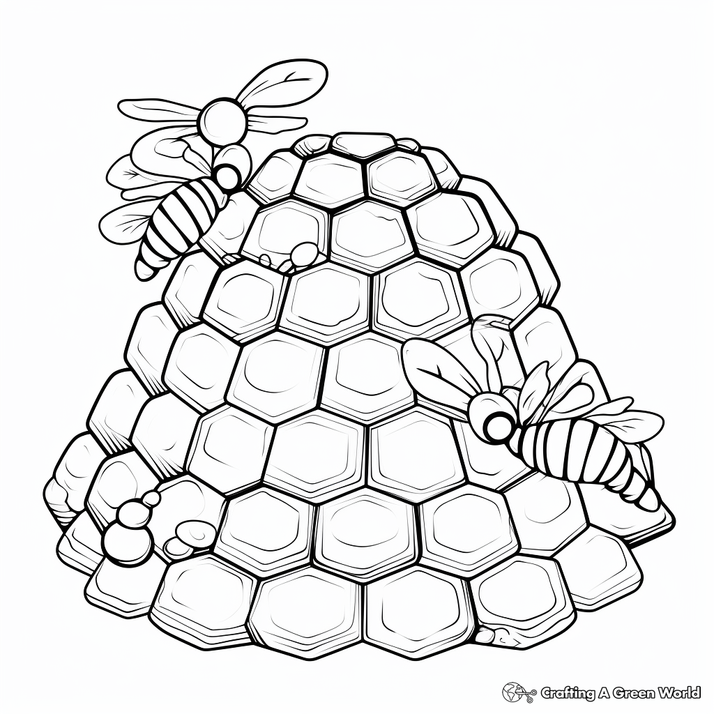 Beehive with Honeycomb Coloring Pages 1