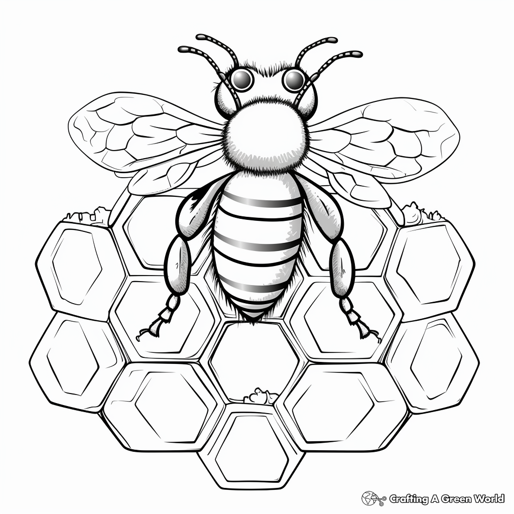 Beehive with Honeycomb Coloring Pages 4
