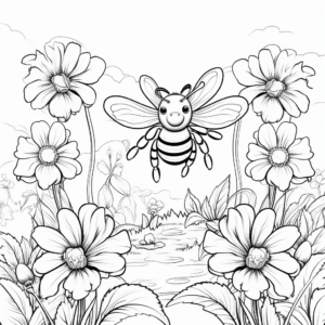 Bees in the Wild: Forest-Scene Coloring Pages 1