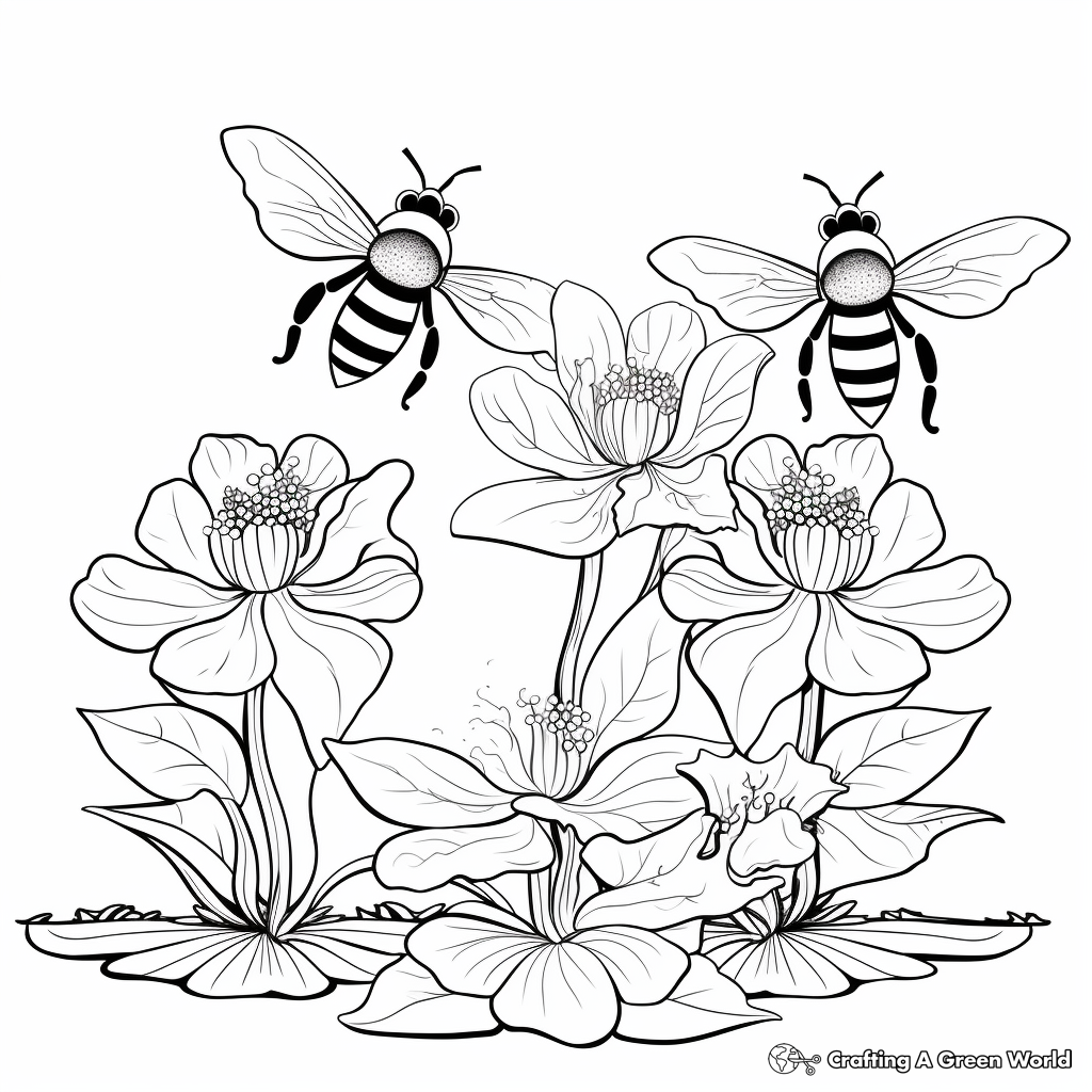 Bees in the Wild: Forest-Scene Coloring Pages 2