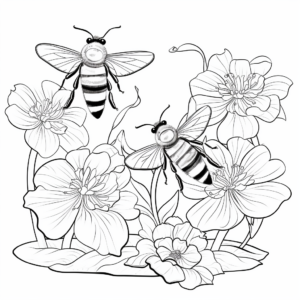 Bees in the Wild: Forest-Scene Coloring Pages 3