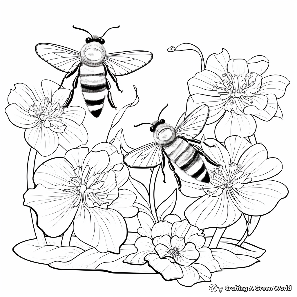 Bees in the Wild: Forest-Scene Coloring Pages 4