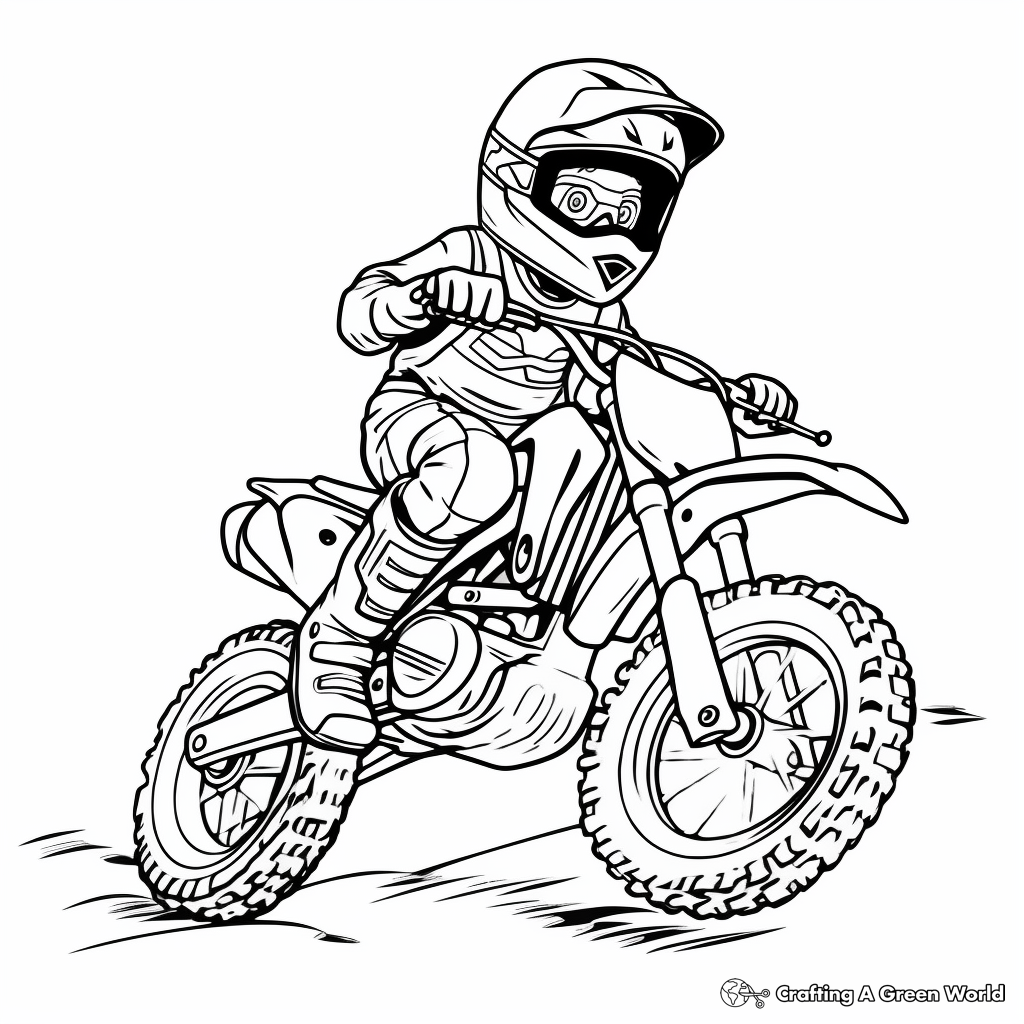 Beginners' Light Dirt Bike Coloring Pages 1