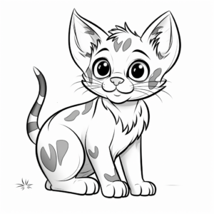 Bengal Cat in Playful Mood Coloring Pages 1