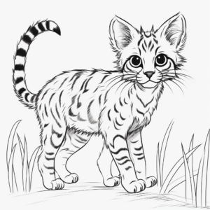 Bengal Cat in Playful Mood Coloring Pages 3