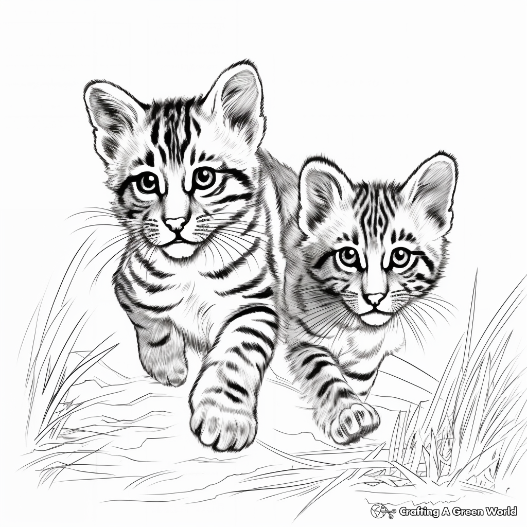 Bengal Cats in Action Coloring Pages 1