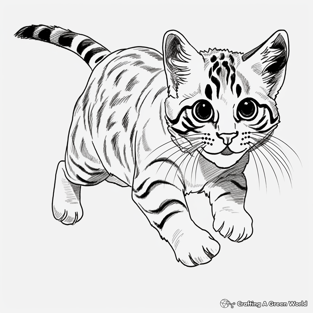 Bengal Cats in Action Coloring Pages 2