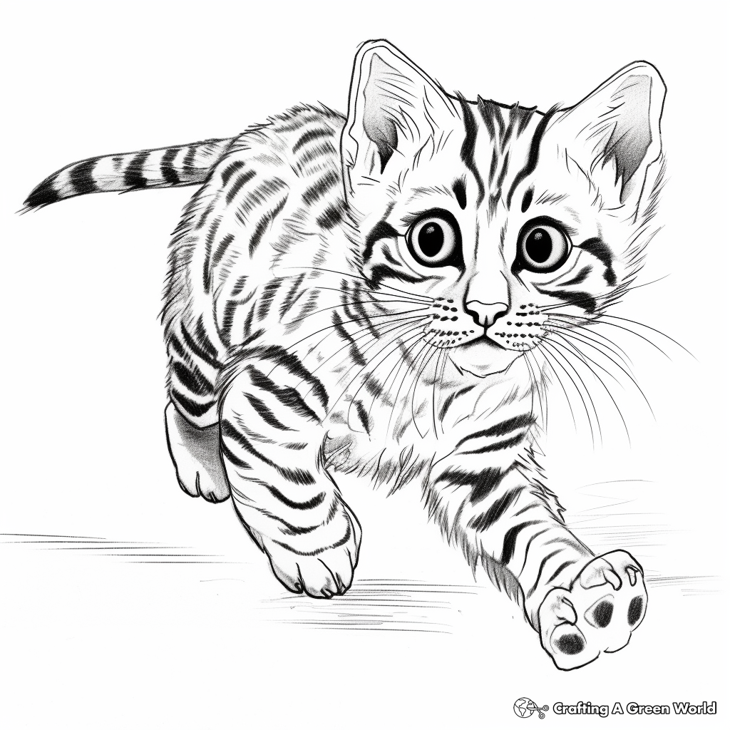 Bengal Cats in Action Coloring Pages 3