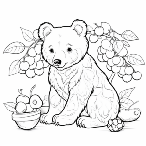 Berries and Bear Coloring Sheets 1
