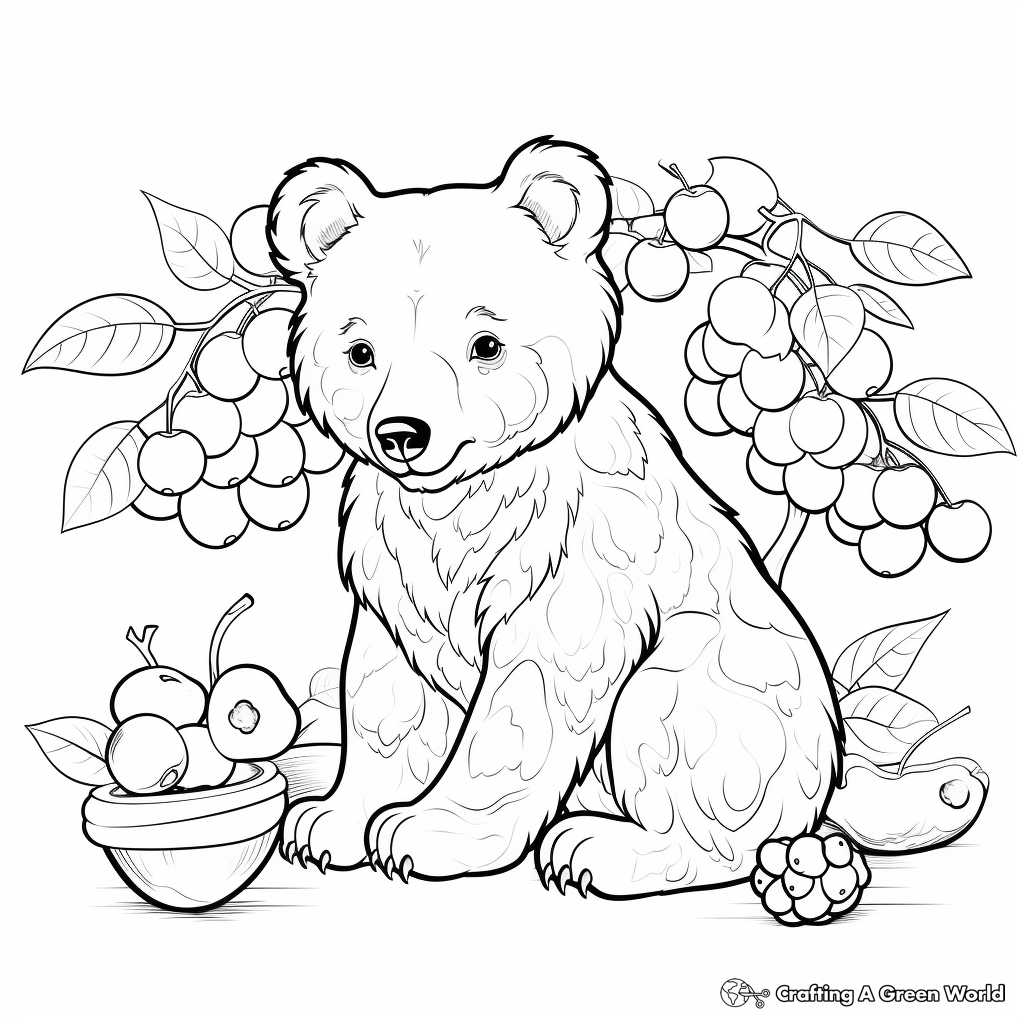 Berries and Bear Coloring Sheets 1