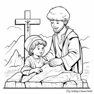 Biblical Cross Scenes Coloring Pages for Kids 1