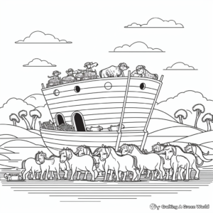 Biblical Scene Coloring Pages: Noah's Ark 1