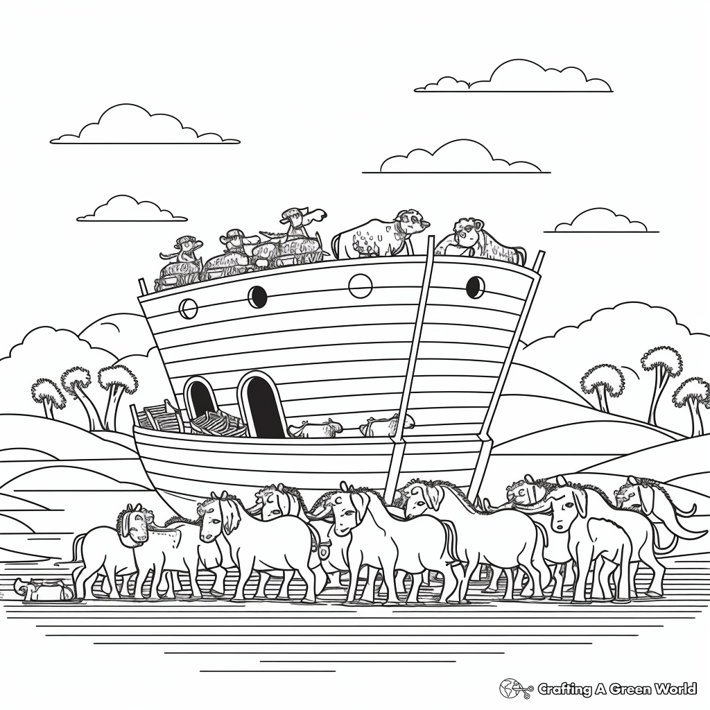 Biblical Scene Coloring Pages: Noah's Ark 1