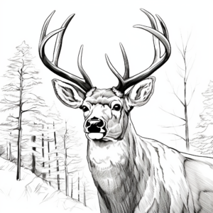 Big Buck Head Close-up Coloring Pages 1