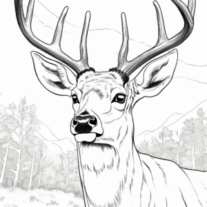 Big Buck Head Close-up Coloring Pages 2