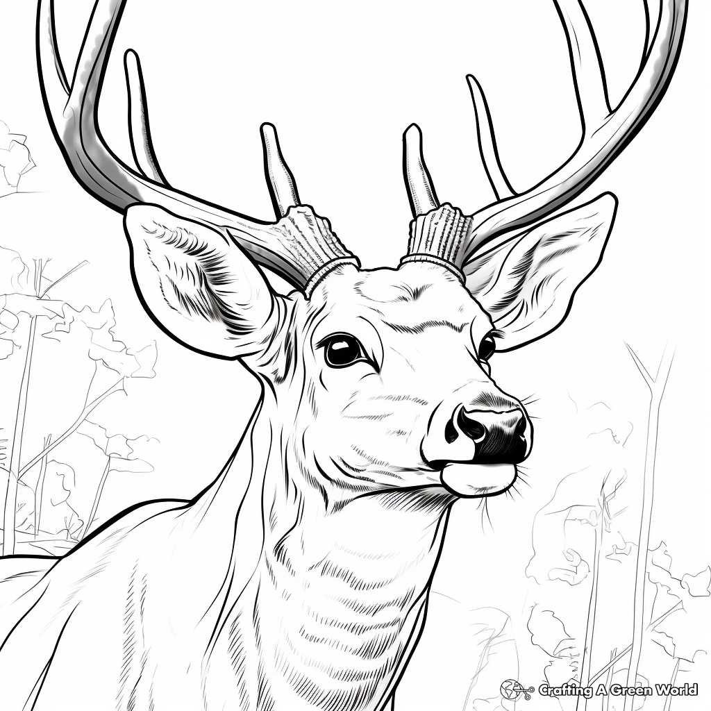 Big Buck Head Close-up Coloring Pages 3