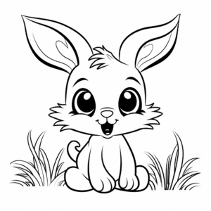 Big Eyed Bunny Rabbit Easter Coloring Pages 1