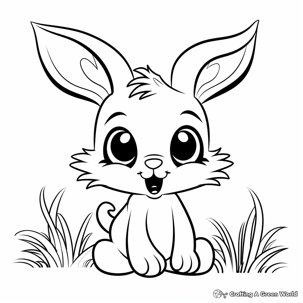Big Eyed Bunny Rabbit Easter Coloring Pages 1
