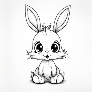 Big Eyed Bunny Rabbit Easter Coloring Pages 2