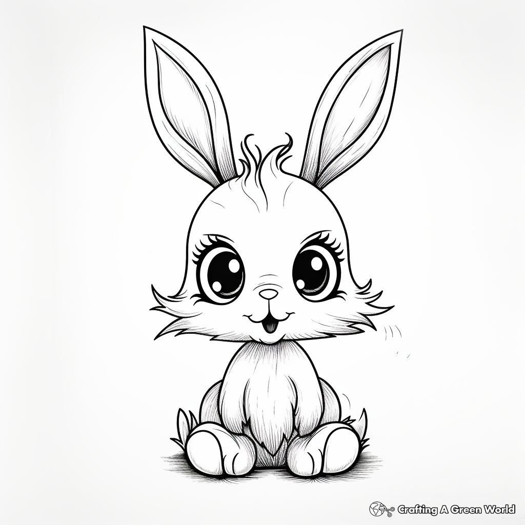 Big Eyed Bunny Rabbit Easter Coloring Pages 2