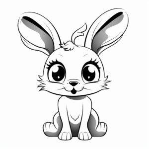 Big Eyed Bunny Rabbit Easter Coloring Pages 4
