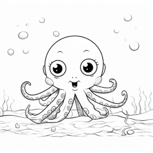 Big Eyed Octopus Underwater Coloring Pages 2
