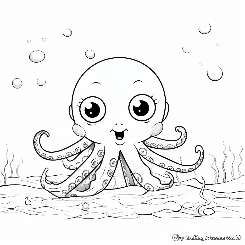 Big Eyed Octopus Underwater Coloring Pages 2
