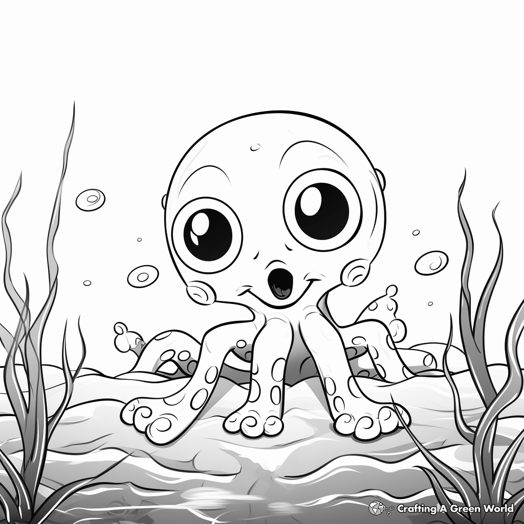 Big Eyed Octopus Underwater Coloring Pages 4